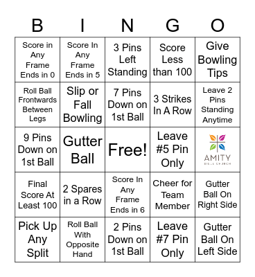 Amity Bowling Bingo Card