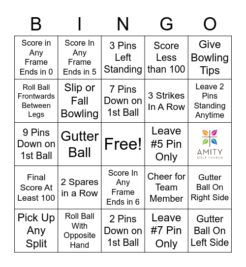 Amity Bowling Bingo Card