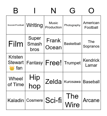 Chogan Bingo Card