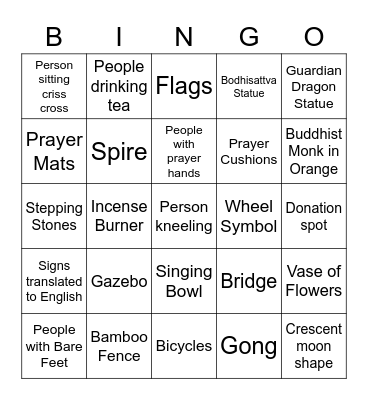 Buddhist Temple Bingo Card