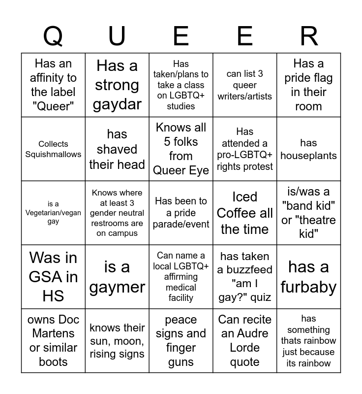 Queer Bingo Card