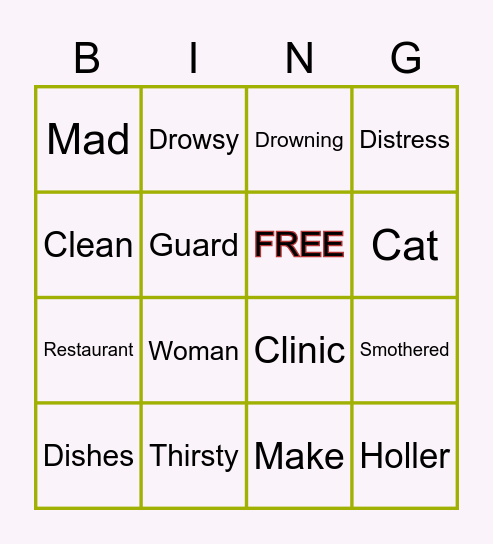 Vocabulary Bingo Card