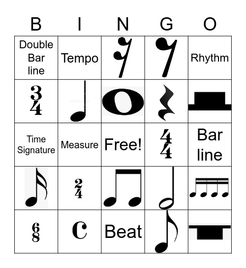 Rhythm Basics Bingo Card