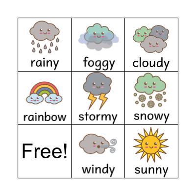 Weather Bingo! Bingo Card