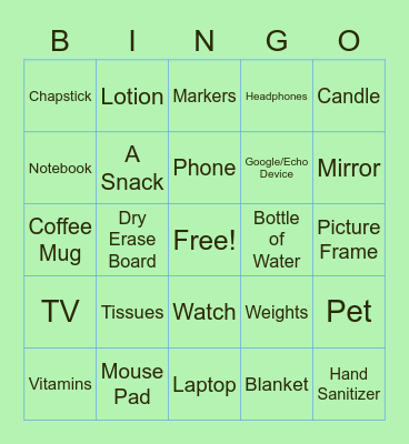 I Spy Bingo Card