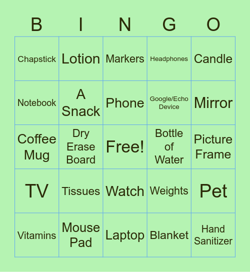 I Spy Bingo Card