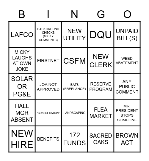 OPERATION ALL AMERICAN TIGER Bingo Card