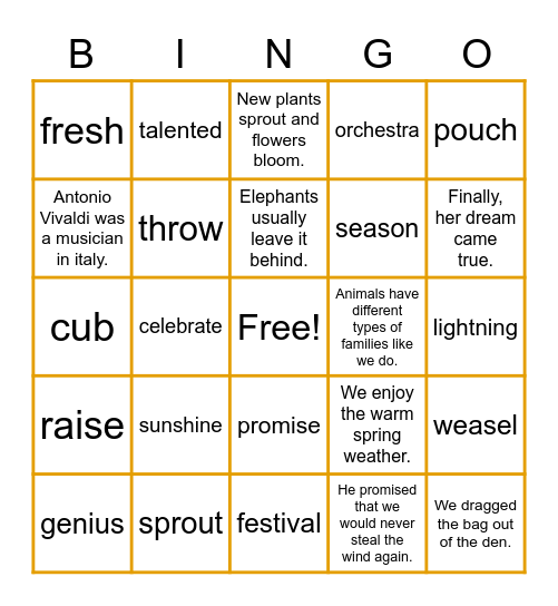 Subject Link (U#1~7) Bingo Card