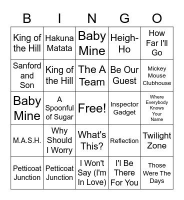 Disney Bingo Card