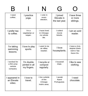 Getting to Know You Bingo Card