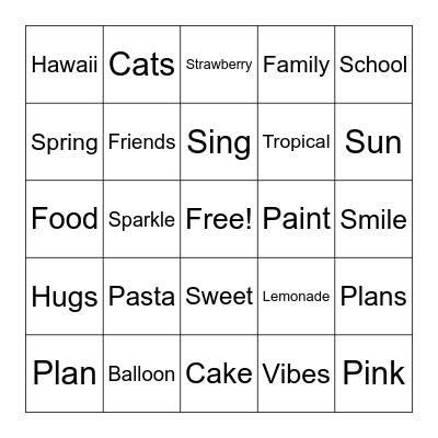 Sweet 16 Bingo Card