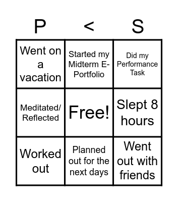 Wellness Bingo Card