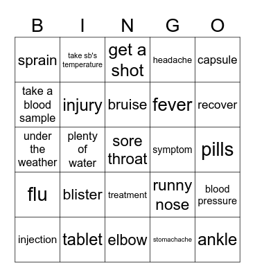 i dont feel well 2 Bingo Card