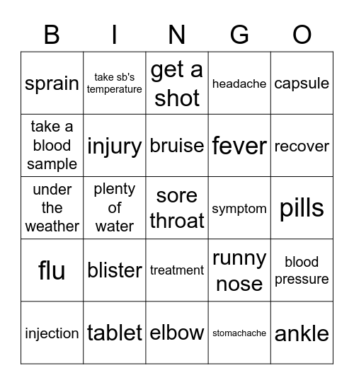 i dont feel well 2 Bingo Card