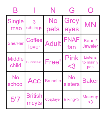 Ella Bingo Card