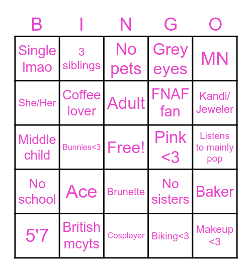 Ella Bingo Card