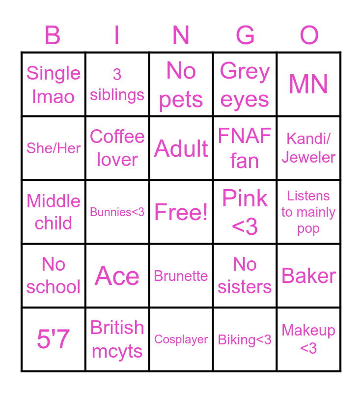 Ella Bingo Card