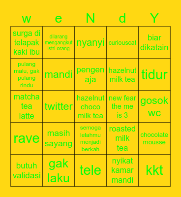 hahay Bingo Card