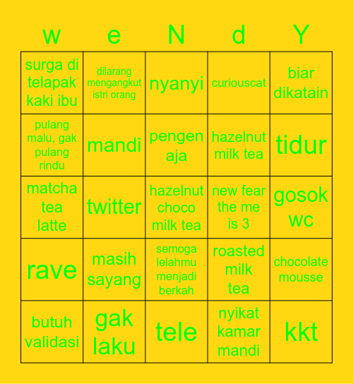 hahay Bingo Card