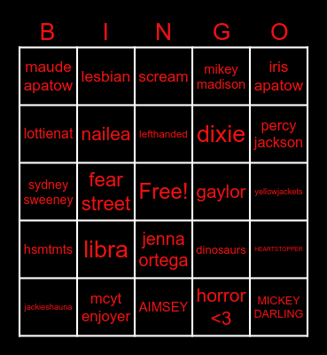 ASH'S BINGO Card