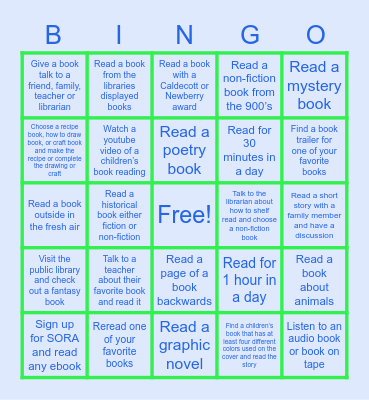 SF School Year Reading Program Bingo Card