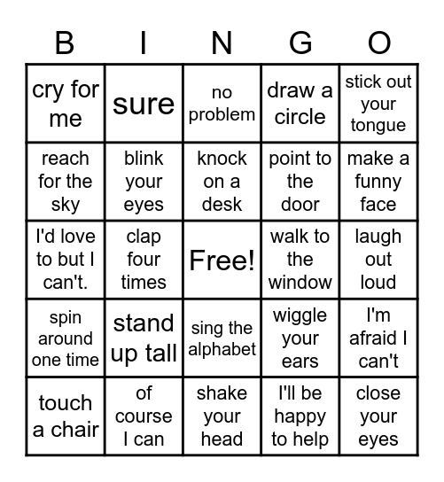 Can You Please ~ Bingo Card