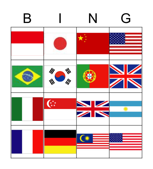 Flag Bingo Card