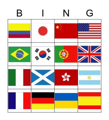 Flag Bingo Card