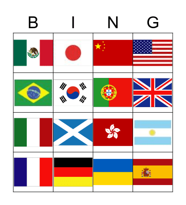 Flag Bingo Card