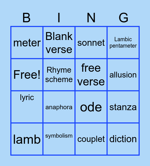 Poetic: Literary Terms III Bingo Card