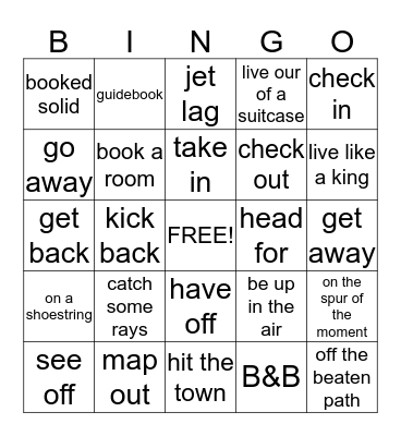 Let's Get Away : VACATION Bingo Card