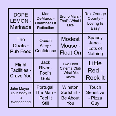 Prince Music Bingo - Round #1 Bingo Card