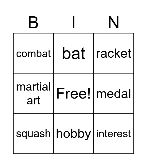 Unit 1: All About Me Bingo Card