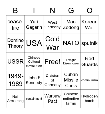 Cold War Bingo Card