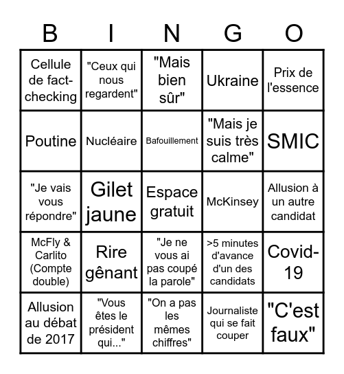 Soirée présidentielle Bingo Card