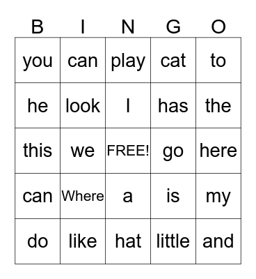 Celerate Literacy Bingo Card
