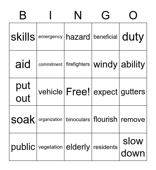 VOLUNTEERING Bingo Card