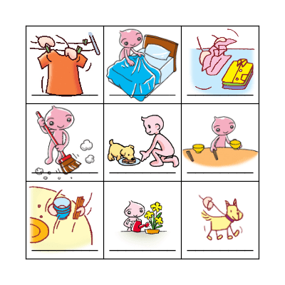 Unit 1 Let's help at home Bingo Card