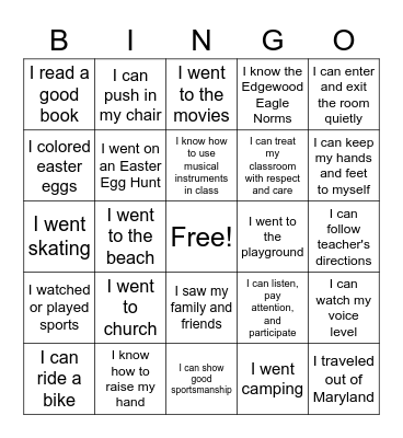 Spring Into School! Bingo Card
