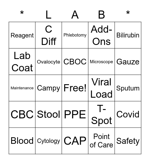 CAHVS LAB WEEK 2022 Bingo Card