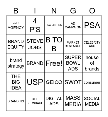 AD CLASS BINGO Card