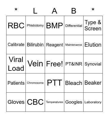 CAVHS Lab Week 2022 Bingo Card