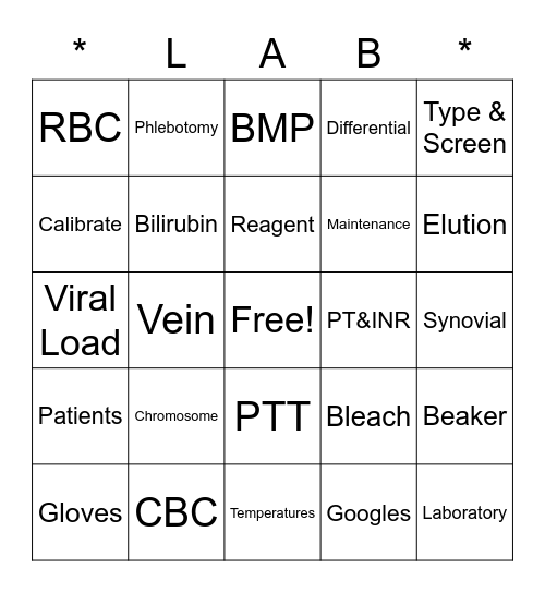CAVHS Lab Week 2022 Bingo Card