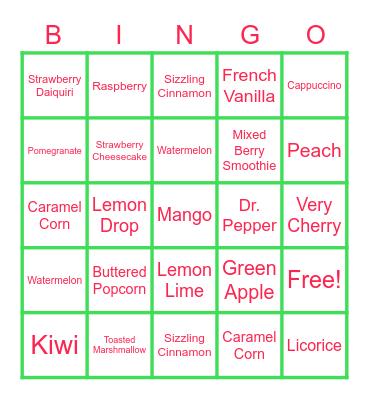 Jelly Belly Bingo Card