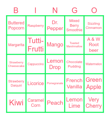 Jelly Belly Bingo Card