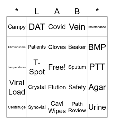 CAVHS Lab Week 2022 Bingo Card