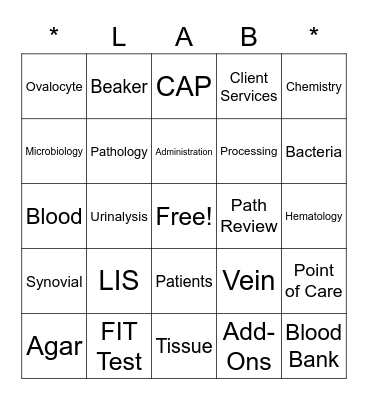 CAVHS Lab Week 2022 Bingo Card