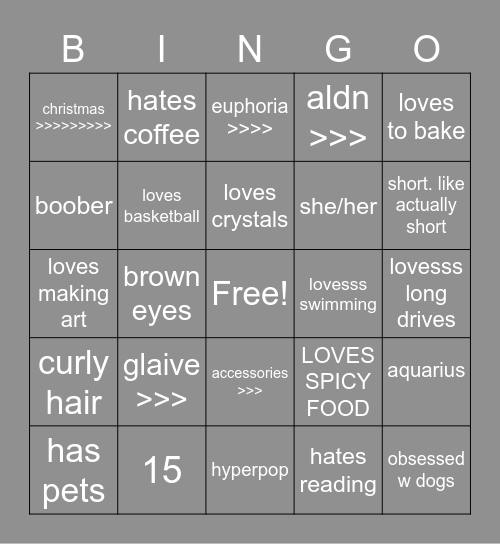 angy :] Bingo Card