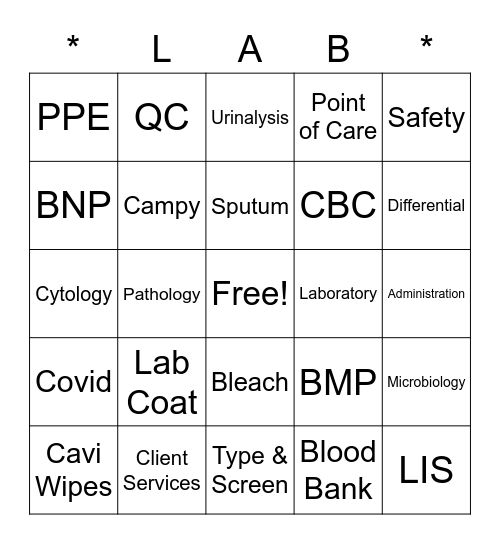 CAVHS Lab Week 2022 Bingo Card