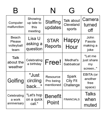 2022 May Middle Market Meeting Bingo Card